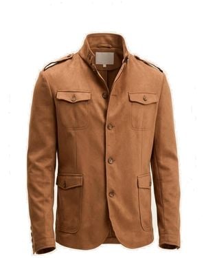 Ron Tomson Neutrals Microsuede Lightweight Safari Jacket - Brown