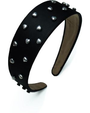 2KStyle Inima Metal Heart Hand-Embellished Satin Headband - Black