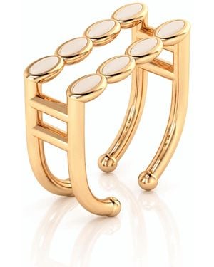 Linda Fiore Amalei Vermeil Ring With Creme Enamel - Metallic