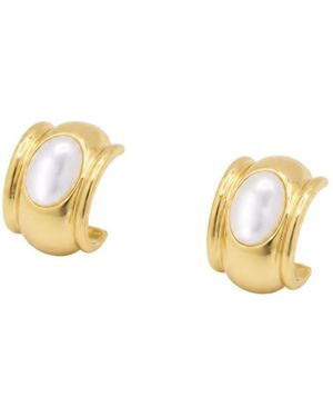 Uchi and Soto Enso Moonstone Huggie Hoop Earrings - Metallic