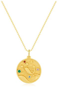 Azura Jewelry New York Scorpio Zodiac Mantra Necklace Vermeil - Metallic