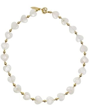 Farra Heart-Shaped Moonstone Choker Necklace - Metallic