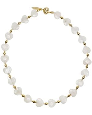 Farra Heart-Shaped Moonstone Choker Necklace - Metallic