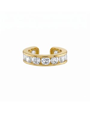 Zahav Jewelry 14K Solid 2Mm Wide Round Cz Ear Cuff - Metallic