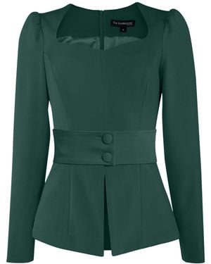 Tia Dorraine Fitted Sweetheart Blouse - Green