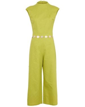 Zetaye Celeste Linen Cotton Jumpsuit - Green