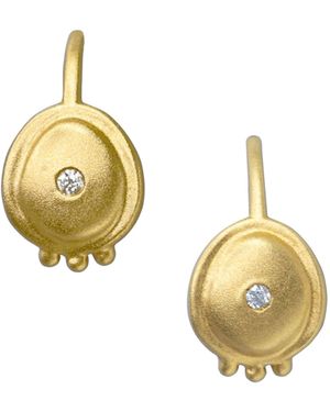 Bombyx House Diamond Domed Disc Granule Earrings - Metallic