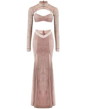 OW Collection Naia Lace Maxi Dress - Pink