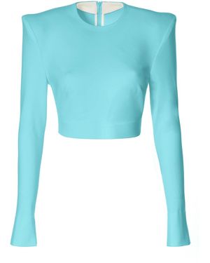 AGGI by HALEWSKI Zoey Radiance Long Sleeve Crop Top - Blue