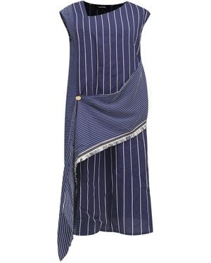 Smart and Joy Asymmetric Stripe Trapeze Midi Dress - Blue