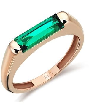 Reis Jewellery Rose Emerald Line Ring - Green
