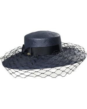 Misa Harada Millinery Jasmine Wide Brimmed Boater Hat - Blue