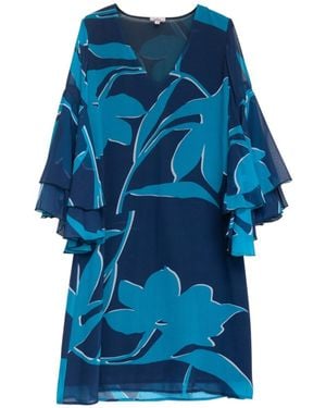 Niza Long Printed Straight Leg Pants - Blue