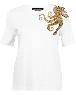 Laines London Laines Couture Embellished Octopus T-Shirt - White