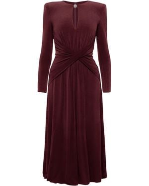 Nissa Crystal-Detail Midi Dress Bordeaux - Purple