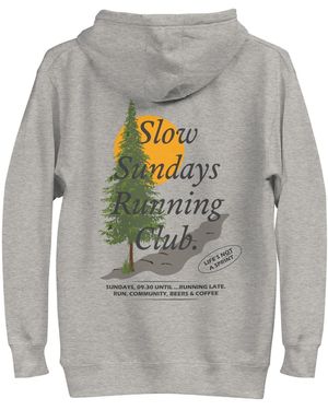 Anchor and Crew Heather Mountain Pine Slow Sundays Running Club Cotton Blend Hoodie - Grey