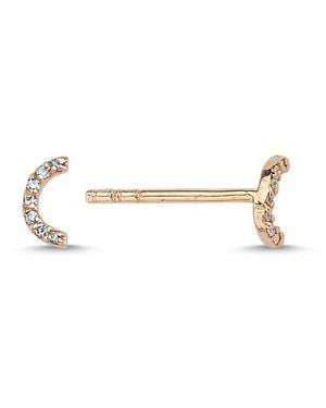 Ecce | Artisan Diamonds Single 14K Tiny Diamond Crescent Star Earring - Metallic
