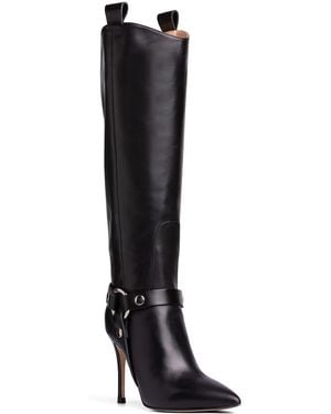 Beautiisoles by Robyn Shreiber Made in Italy Phoebe Leather High Heel Comfortable Tall Boot Sexy Elegant For Valentine - Black