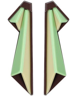 Gissa Bicalho Handmade Acrylic Earring Stalactite Chocolate Pistachio - Green