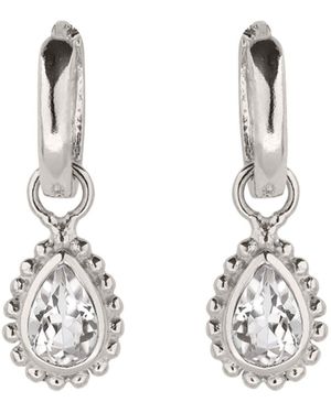 Charlotte's Web Jewellery April Birthstone Sterling Huggie Hoops - Metallic
