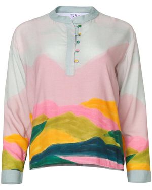 Tiger and the Monkey The Olivia Ecovero Viscose Banded Collar Shirt - Gray