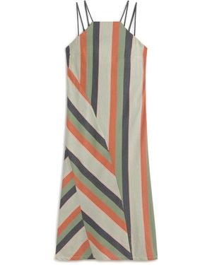 Thinking Mu Long Striped Dress Helia - White