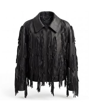 Irmak Su Guclu Thames Fringed Leather Jacket - Black