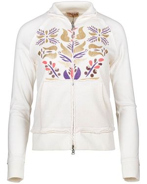 Conquista Neutrals Ecru Zip Cardigan With Pouch Pockets - White
