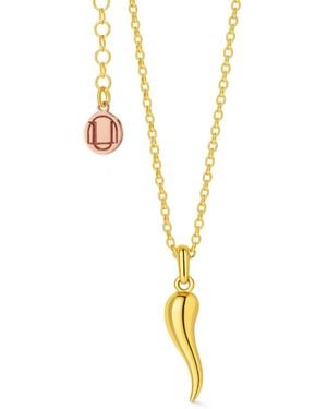 Unaloe Plated Enamel Cornicello Necklace – Italian Handmade Good Luck Charm - Metallic