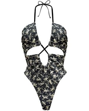 GeeGee Collection Superstitious Creatures Swimsuit - Black