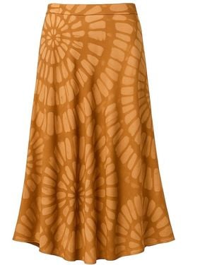 Tantra Spain Sl Midi Skirt With Silk, Geometric Print, Pockets, And Elastic Waistband - Brown