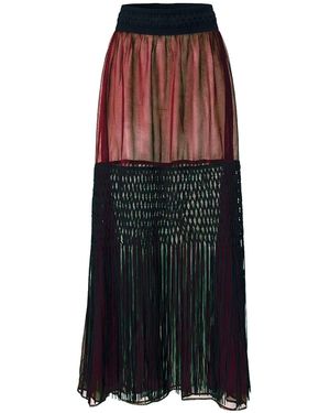 L2R THE LABEL Embellished Organza Tiered Sheer Skirt