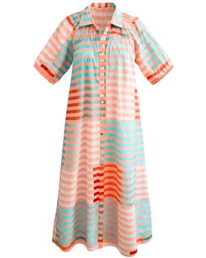 SUNSHINE TIENDA Apricot Colourful Stripe Oasis Dress - Red