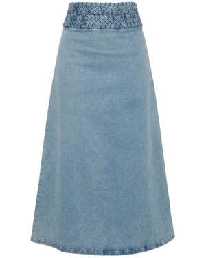 Esther Saadia Elizabeth Highwaisted Braided Stretch Denim Skirt - Blue