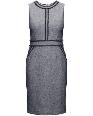 Rumour London Eloise Cotton Tweed Dress With Fringed Detail - Blue