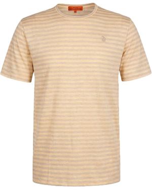 Maison Tangerine Linen T-Shirt Honey Stripes For - Natural