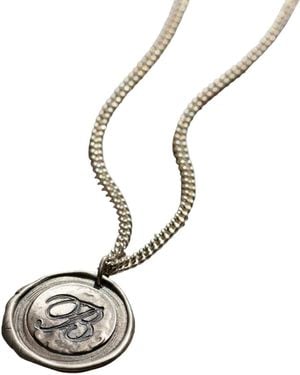 Posh Totty Designs Oxidised Initial Wax Seal Necklace - Metallic
