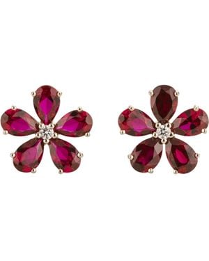 Juvetti Florea Earrings Ruby & Diamond - Red