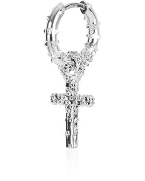 Kasun Cross Hoop Earrings – - Metallic
