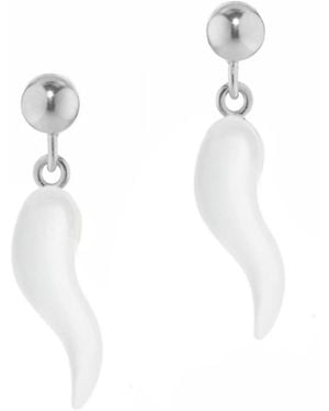 Unaloe Sterling Earrings With Horn Pendant – Protective & Elegant Jewelry For - White
