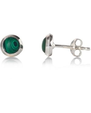 The Jewellery Store London Round Malachite Studs - Green