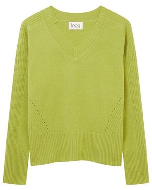 Loop Cashmere V Neck Lofty Sweatshirt - Green