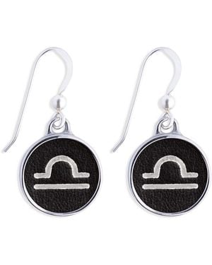 N'damus London Zodiac Libra Leather Earrings - Black