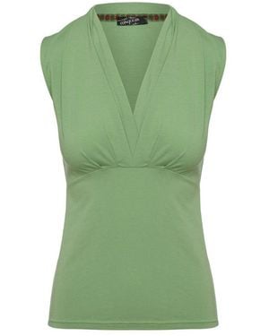 Conquista Light Sleeveless Faux Wrap Top - Green