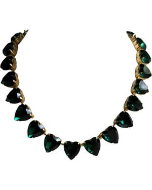 Laura Gray Grace Emerald Heart Necklace - Black
