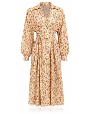Exquise Blase Belted Pocketed Maxi Dress - Natural