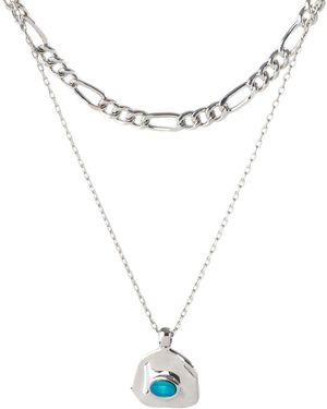 Classicharms Aria Gemstone Pendant Necklace Layer Set-Sky - Metallic