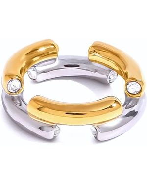 Olivia Le Art Deco Dimensional Ring - Metallic