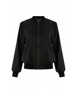Exquise Lacey Satin Bomber Jacket - Black