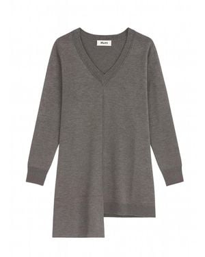 Nuvv Collection Asymmetric Merino Wool Jumper – Premium Italian Yarn Design - Grey